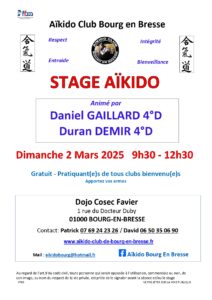 Stage mensuel Dimanche 2 Mars 2025 Daniel GAILLARD 4D Duran DEMIR 4D @ COSEC FAVIER